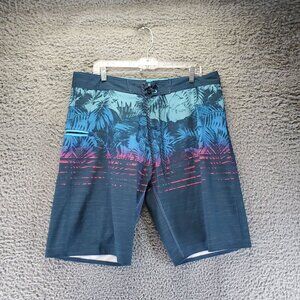 Burnside Swim Mens 36 Multicolor Tropical Printed Boardshorts Drawstring Shorts